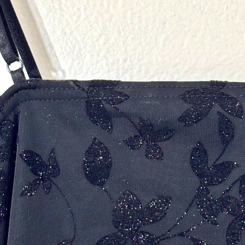 Vtg Y2K Velvet Burnout Floral Dress SzM Sparkle Sheer Stretch Whimsigoth Witchy - Picture 16 of 16